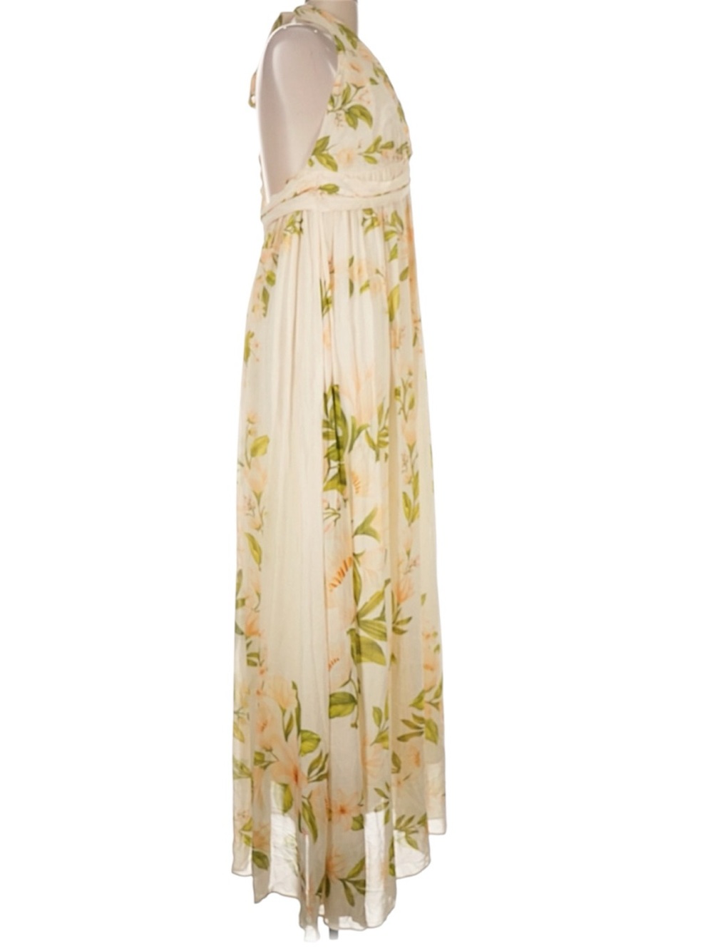 FARM Rio X Anthropologie V-Neckline Floral Chiffon Maxi Dress Size Large - Picture 6 of 9